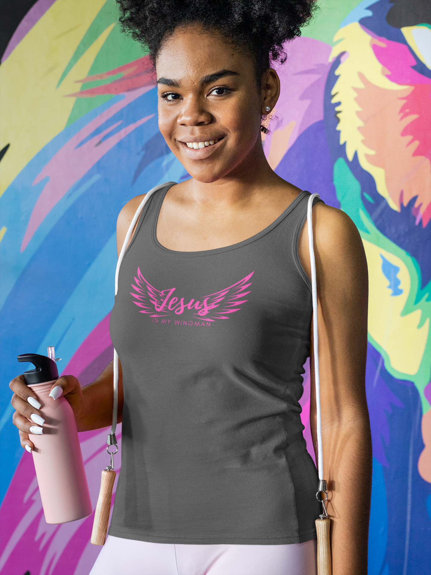 Women's Jesus Is My Wingman Gym Tank - All JOY Inspired